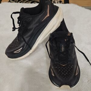 Hoka Black and White Athletic Shoes